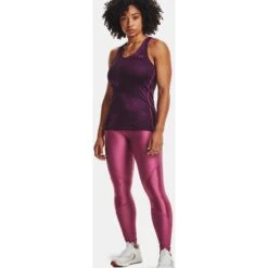 Under Armour HeatGear Armour No-Slip Waistband Shine Full-Length Leggings Women - Pink Quartz / Polaris Purple -RunGear Elite under armour womens heatgear armour no slip waistband shine full length leggings pink quartz polaris purple 6 960223