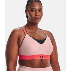 Under Armour UA Infinity High Blocked Sports Bra Women - Retro Pink/Beta/Jet Gray -RunGear Elite under armour womens ua infinity high blocked sports bra retro pink beta jet gray 5 1158856