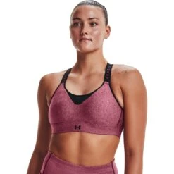 Under Armour UA Infinity High Heather Sports Bra Women - League Red Light Heather/Black