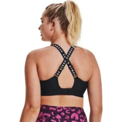 Under Armour UA Infinity High Sports Bra Women - Black/Black/White -RunGear Elite under armour womens ua infinity high sports bra black black white 10 1160125