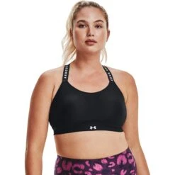 Under Armour UA Infinity High Sports Bra Women - Black/Black/White -RunGear Elite under armour womens ua infinity high sports bra black black white 9 1160123