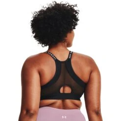 Under Armour UA Infinity Low Covered Sports Bra Women - Black/Black/White -RunGear Elite under armour womens ua infinity low covered sports bra black black white 10 1229215