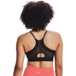 Under Armour UA Infinity Low Covered Sports Bra Women - Black/Black/White -RunGear Elite under armour womens ua infinity low covered sports bra black black white 8 1229213