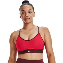 Under Armour UA Infinity Low Sports Bra Women - Radio Red/Chestnut Red/Phosphor Green -RunGear Elite under armour womens ua infinity low sports bra radio red chestnut red phosphor green 5 1229232