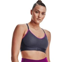 Under Armour UA Infinity Low Sports Bra Women - Tempered Steel/Strobe -RunGear Elite under armour womens ua infinity low sports bra tempered steel strobe 5 1282776