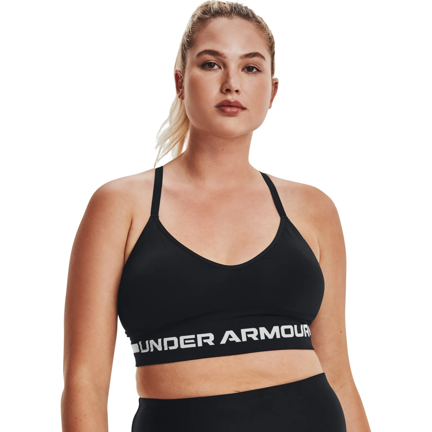 Under Armour UA Seamless Low Long Sports Bra Women - Black/Halo Gray 5 Under Armour UA Seamless Low Long Sports Bra Women - Black/Halo Gray - Image 5