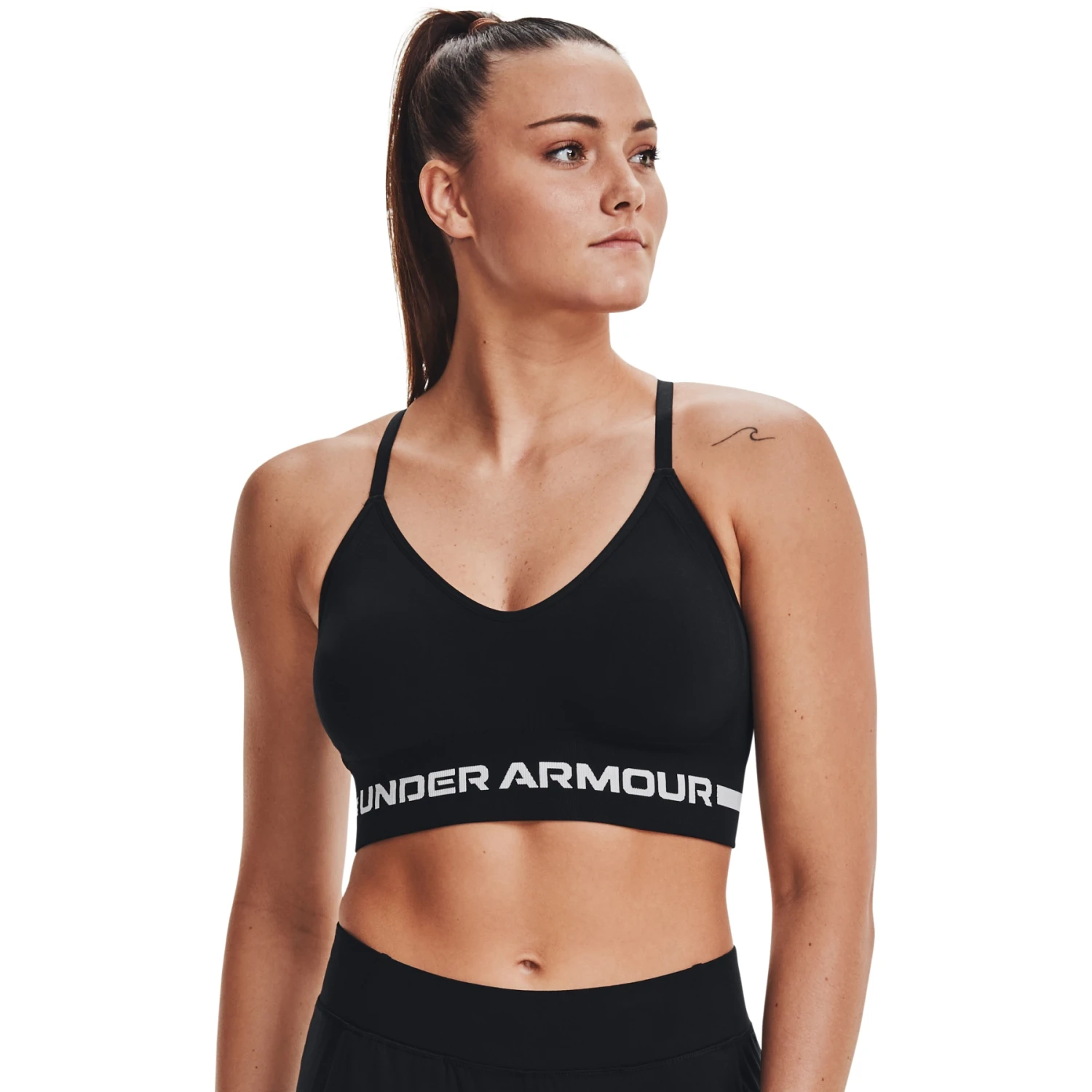 Under Armour UA Seamless Low Long Sports Bra Women - Black/Halo Gray 1 Under Armour UA Seamless Low Long Sports Bra Women - Black/Halo Gray