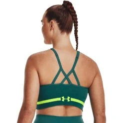 Under Armour UA Seamless Low Long Sports Bra Women - Coastal Teal/Lime Surge -RunGear Elite under armour womens ua seamless low long sports bra coastal teal lime surge 6 1388023