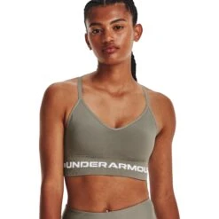 Under Armour UA Seamless Low Long Sports Bra Women - Grove Green/White