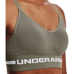 Under Armour UA Seamless Low Long Sports Bra Women - Grove Green/White -RunGear Elite under armour womens ua seamless low long sports bra grove green white 11 1527578