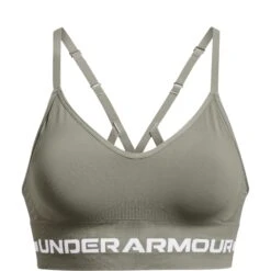 Under Armour UA Seamless Low Long Sports Bra Women - Grove Green/White -RunGear Elite under armour womens ua seamless low long sports bra grove green white 3 1527570