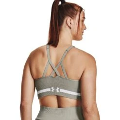 Under Armour UA Seamless Low Long Sports Bra Women - Grove Green/White -RunGear Elite under armour womens ua seamless low long sports bra grove green white 6 1527573