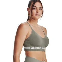 Under Armour UA Seamless Low Long Sports Bra Women - Grove Green/White -RunGear Elite under armour womens ua seamless low long sports bra grove green white 7 1527574